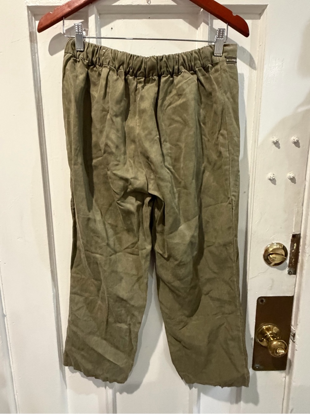 Zara Olive Drawstring Cargo Pants with Zip Pockets - Picture 2 of 4